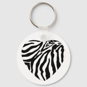 Zebra tryckhjärtanyckelring nyckelring