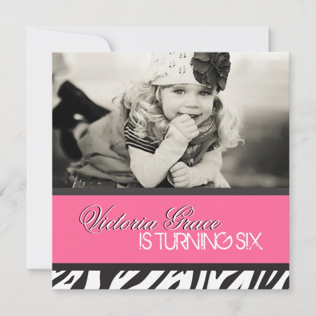 Zebra tryckpartyinbjudan inbjudningar (Framsida)