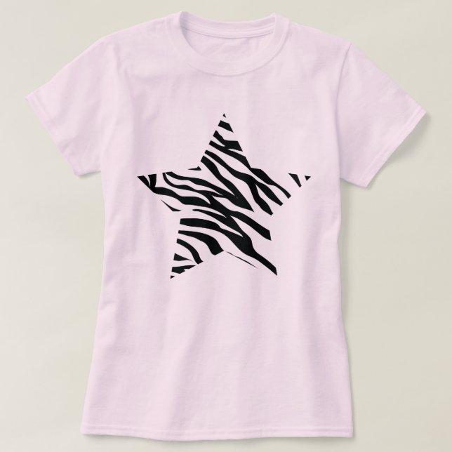 Zebra tryckstjärna t shirt (Design framsida)