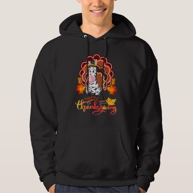 Zebra Turkiet Happy thanksgiving Hoodie (Framsida)