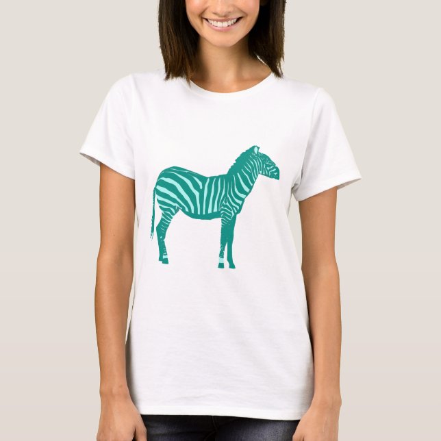 Zebra - Turquise och Aqua T Shirt (Framsida)