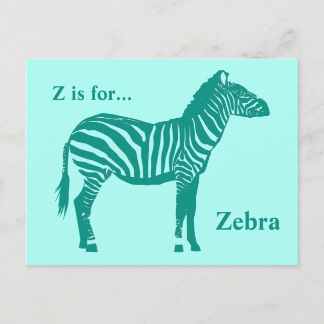 Zebra - Turquise och Aqua Vykort (Framsida)