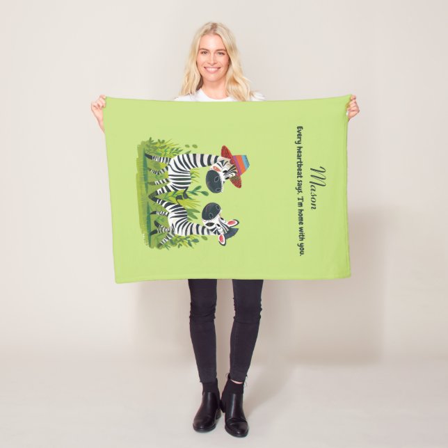 Zebra-Twillingar i Vilden och Personligen Namn Fleecefilt (På plats)