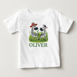 Zebra-Twillingar i Vilden och Personligen Namn T Shirt