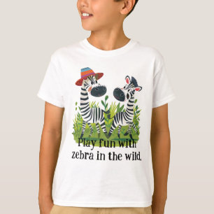 Zebra-Twillingar i Vilden och Personligen Namn T Shirt