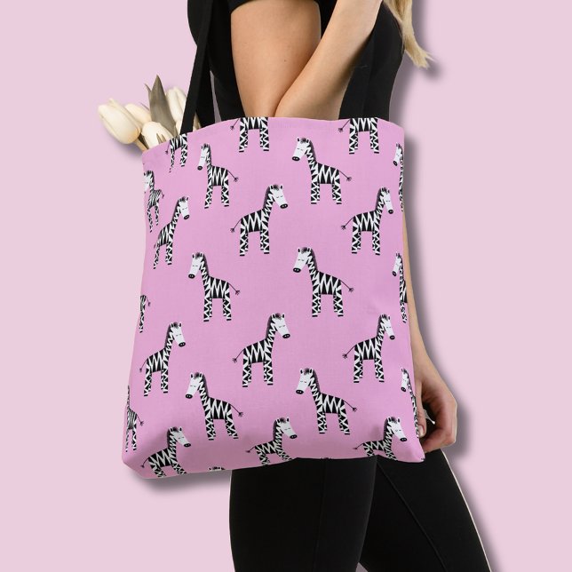 Zebra Tygkasse (Pink Zebra patterned tote bag)