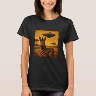 Zebra Ufo Startled Vintage Alien Sci-Fi Funny Enco T Shirt