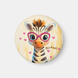 Zebra Valentine's Day Heart Badge - Kids School  Magnet