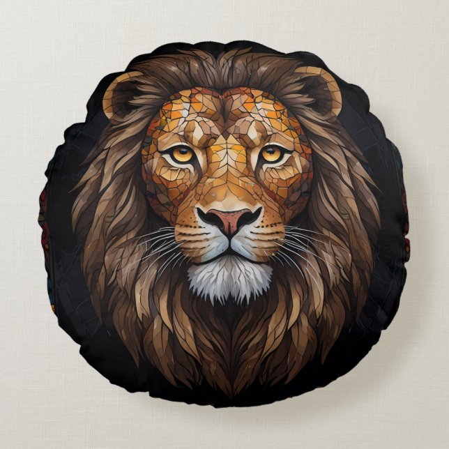 Zebra Vibrant Mosaic Rund Kudde (Framsidan)