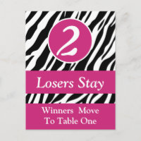 Zebra Vild Animal Print Bunco-Bordsnummer-kort nr