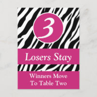 Zebra Vild Animal Print Bunco-Bordsnummer-kort nr 