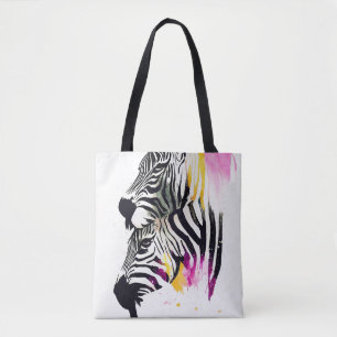 Zebra Vild Nature Animal Färg Art Painting Tygkasse