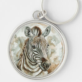 Zebra Vild Tame and Timless Collection Rund Silverfärgad Nyckelring