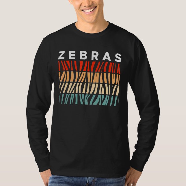 Zebra Vintage Retro Rand T Shirt (Framsida)