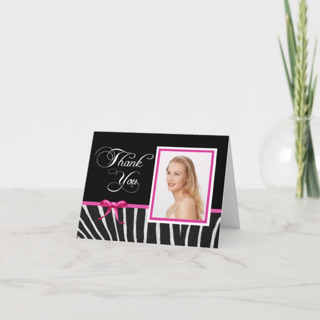 Zebra w/Rosa Ribbon Tack Notecard (Framsida)