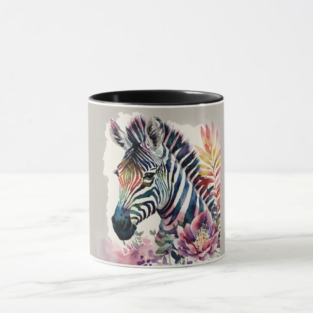 Zebra Watercolor Art Mugg (Center)