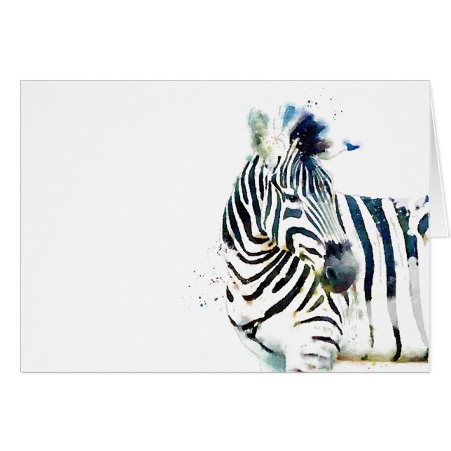 Zebra Watercolor Hälsningskort (Framsidan Horizontal)