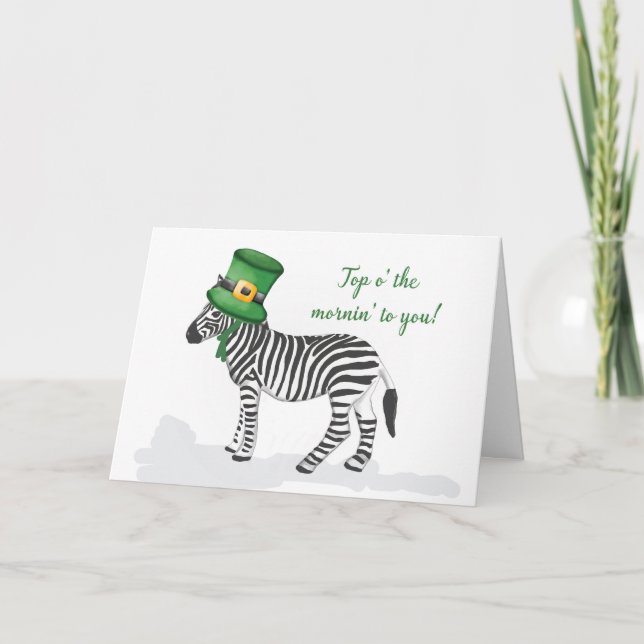 Zebra Wearing Grönt Hat på St patricks day Kort (Framsida)