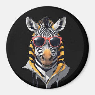 Zebra Wearing Hoodie Funny Coola Animal Character Magnet