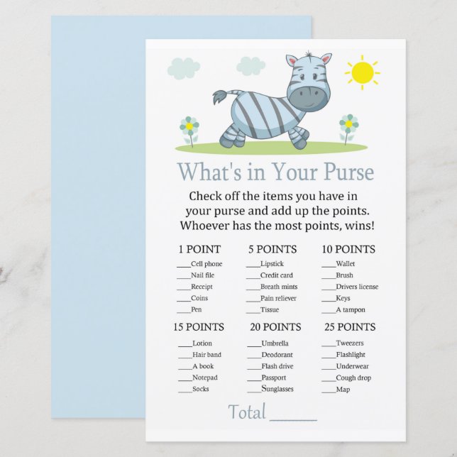 Zebra What's in your purse match (Fram/baksida)