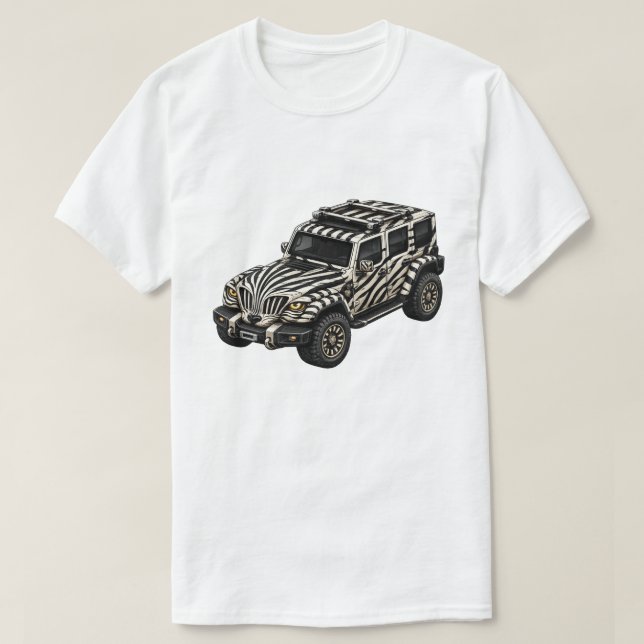 Zebra White Adventure SUV — BV-JZW T Shirt (Design framsida)