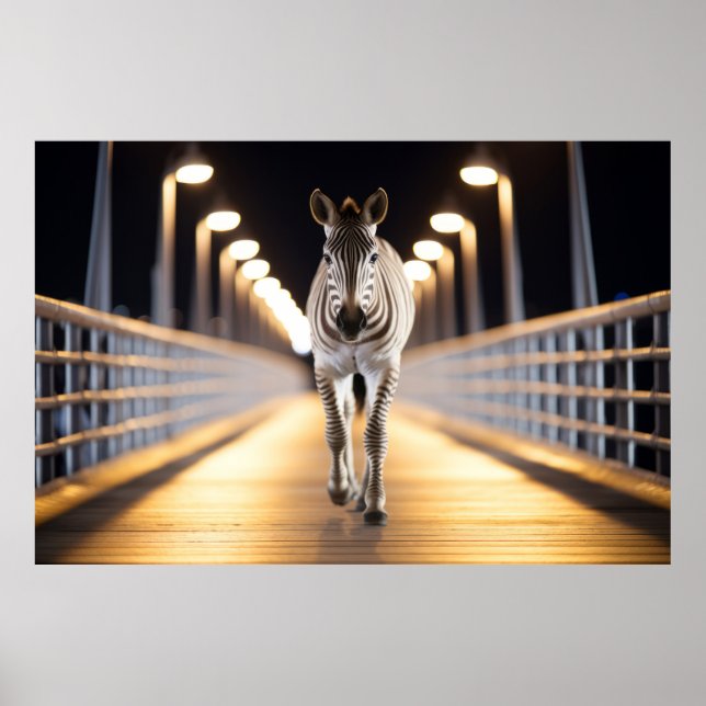 Zebra Wildlife Animal på gatan utomhus Poster (Framsidan)