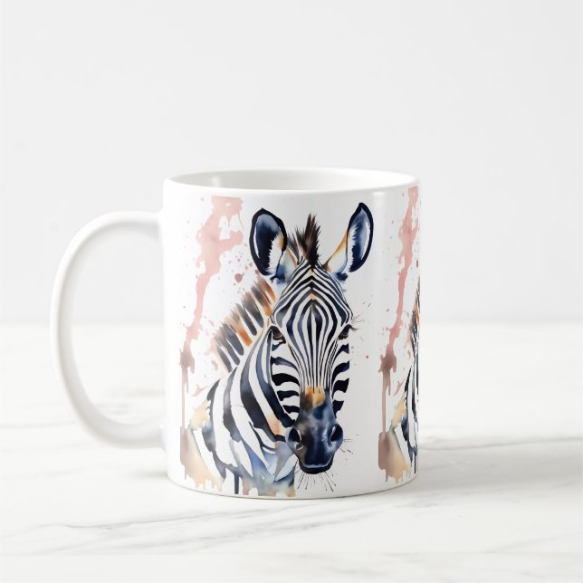 Zebra Wildlife & Nature Vatten Färg Set Kaffemugg (Vänster)