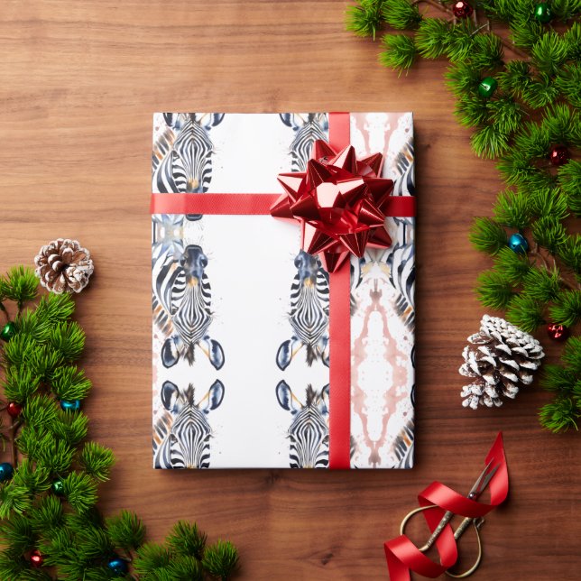 Zebra Wildlife & Nature Vatten Färg Set Presentpapper (Julgåva)