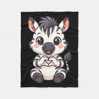 Zebra with heart women girls kids heart cute zebra fleecefilt