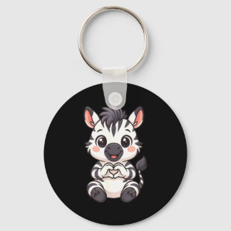 Zebra with heart women girls kids heart cute zebra nyckelring