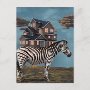 Zebra With House Vykort