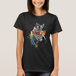 Zebra with Sunglasses Safari Artwork African Anima T Shirt