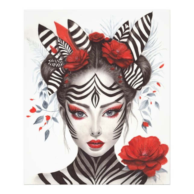 Zebra Woman - Prisbelönt poppekonst Fototryck (Framsidan)