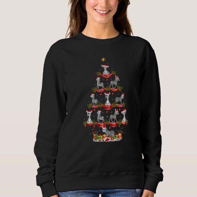 Zebra  Xmas Holiday Santa Zebra Christmas Tree T Shirt (Framsida)