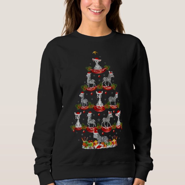 Zebra   Xmas Holiday Santa Zebra Christmas Tree T Shirt (Framsida)