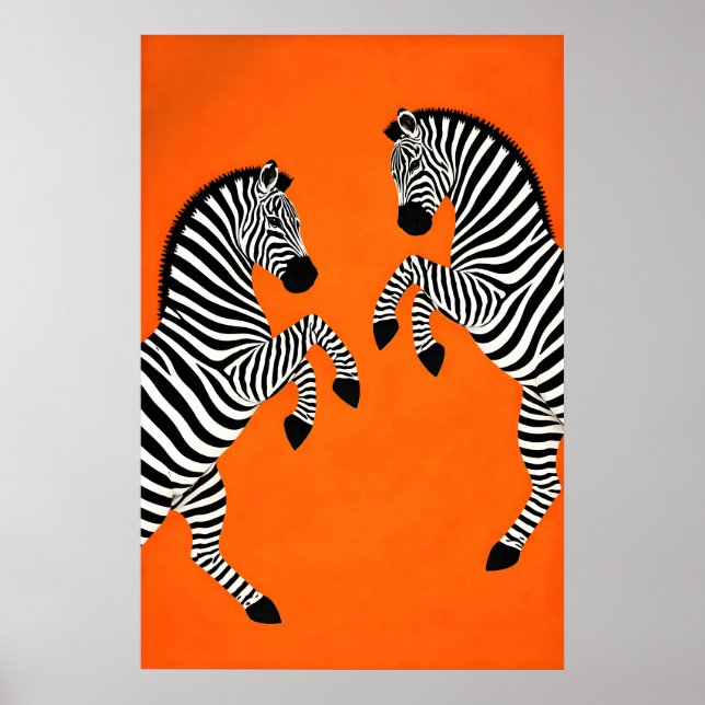 Zebraaffisch, orange bakgrund, modernt djur poster (Framsidan)