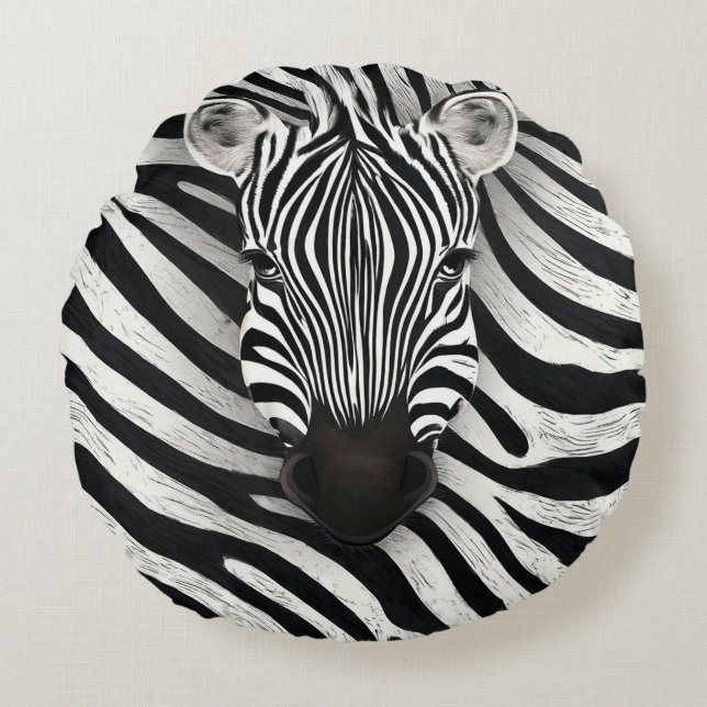 Zebradräkt Rund Kudde (Framsidan)