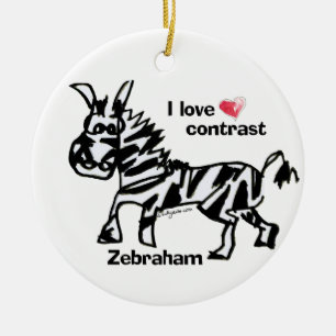 Zebraham- I kärlek-kontrast Julgransprydnad Keramik