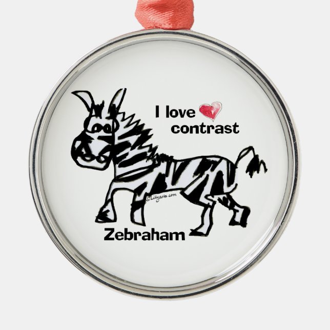 Zebraham- I kärlek-kontrast Julgransprydnad Metall (Framsidan)