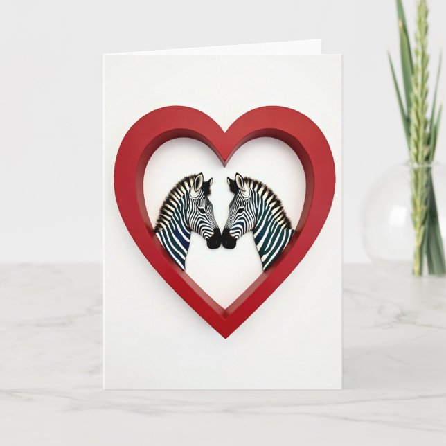 Zebraparet Kärlek Hjärtkort Kort (Framsida)