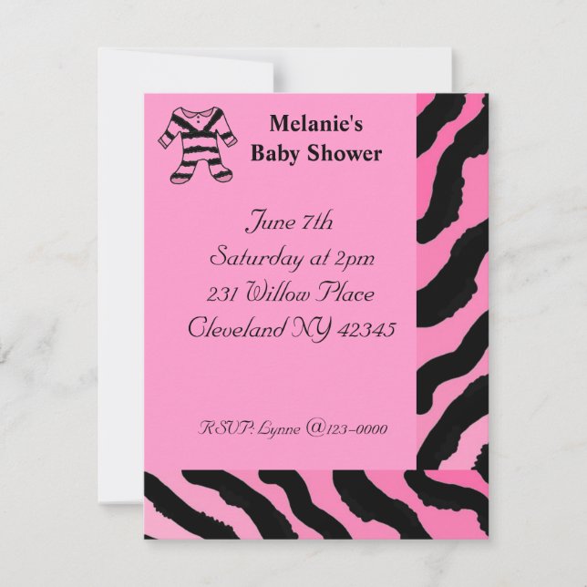 Zebraprint Baby Shower Inbjudan (Framsida)
