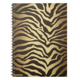 Zebraprint Djurskinnstryck Modern Glam Guld Anteckningsbok Med Spiral