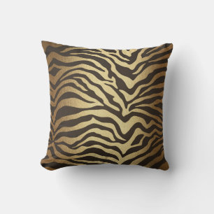 Zebraprint Djurskinnstryck Modern Glam Guld Kudde