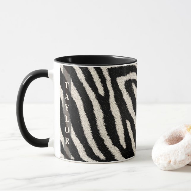 Zebraprint-mugg med anpassat namn mugg (Med munk)