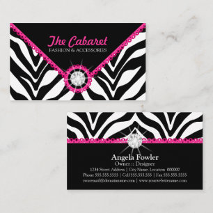 Zebraprint Rosa Spets och Diamant Visitkort