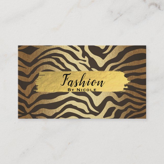 Zebraprintad Djurhud Glam Modern Visitkort (Framsida)