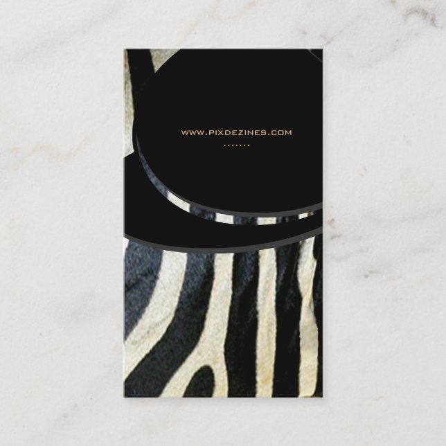 Zebraskinn, affärskort för levande djur visitkort (Framsida)