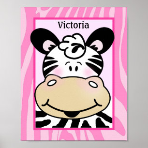 Zebrastreck Rosa Anpassad Barnkammar Konsttryck Poster