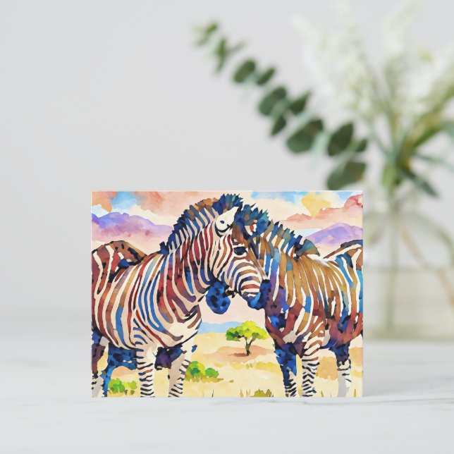 zebravänner i savannen vykort (Stående Fram)