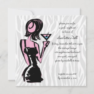 zebravit, bachelorette inbjudningar